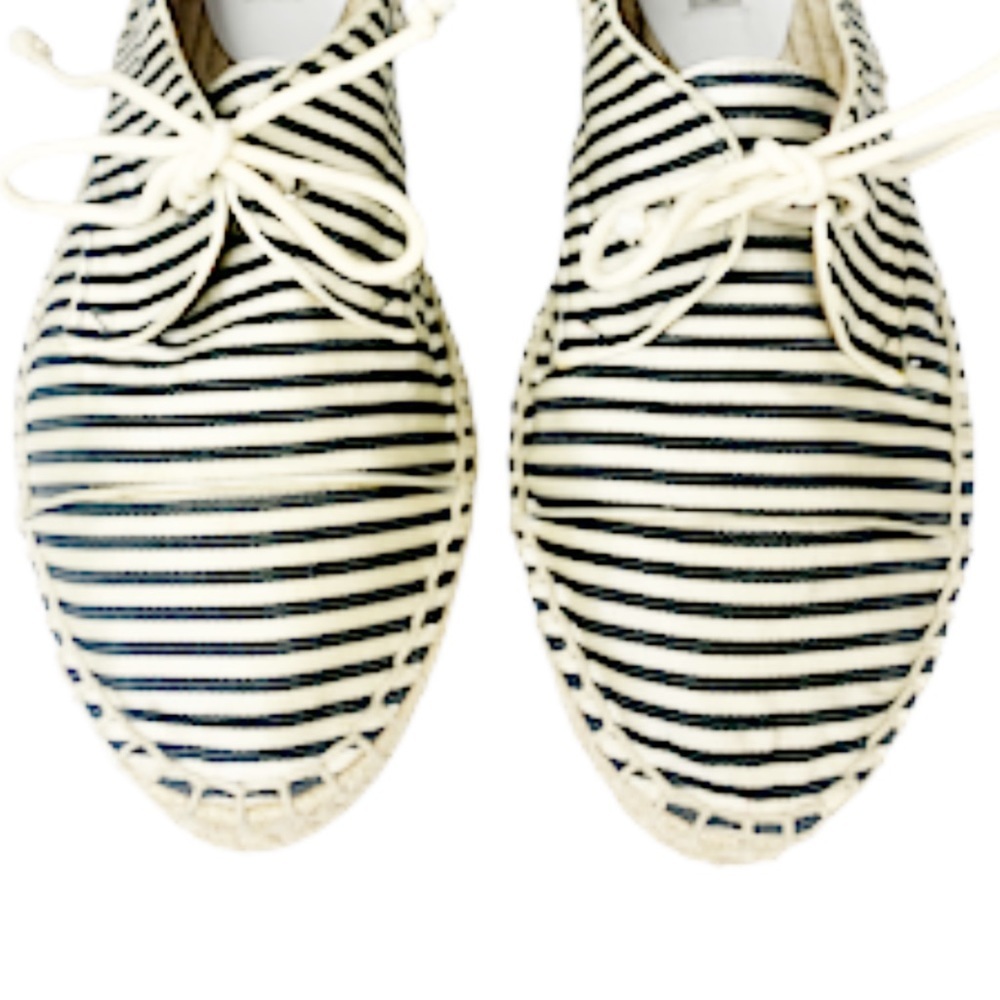 Tabitha Simmons Dolly Silk Striped Espadrille Lace-Up Flats - Picture 7 of 14